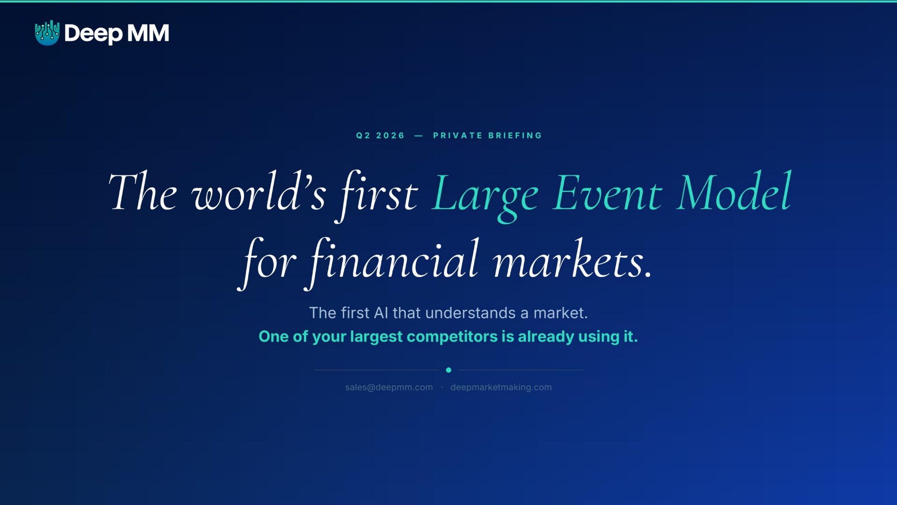 DeepMM Algo Pitch Deck slide 1